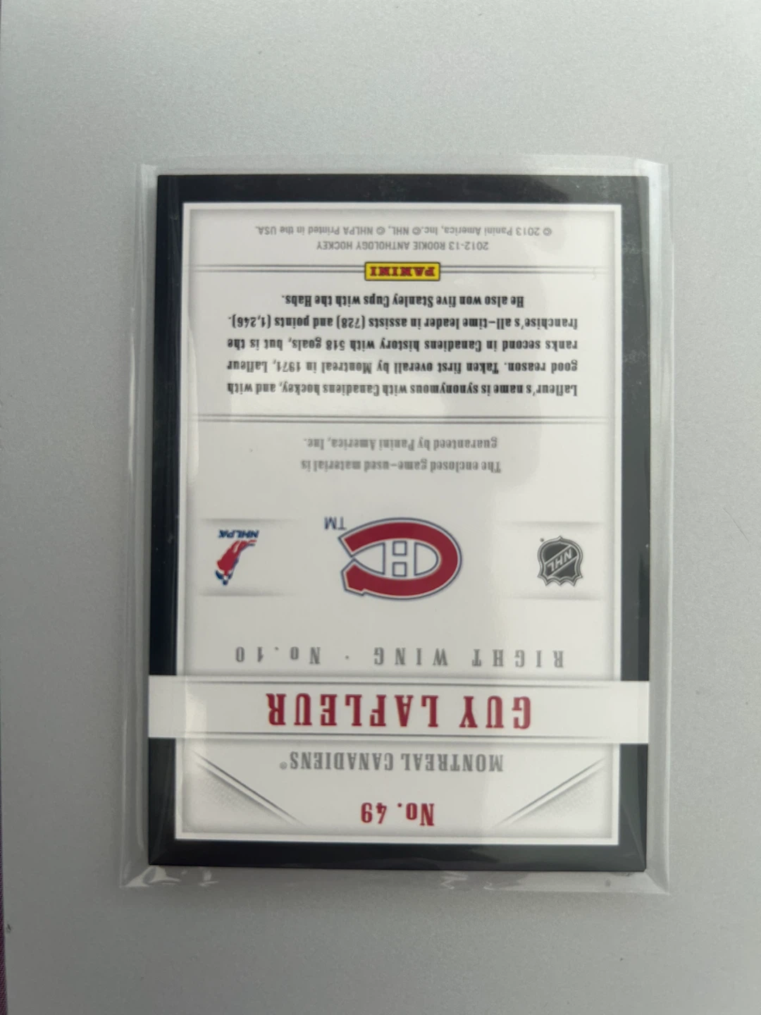 2012-13 Panini Authentic Guy Lafleur Game used stick - photo 2