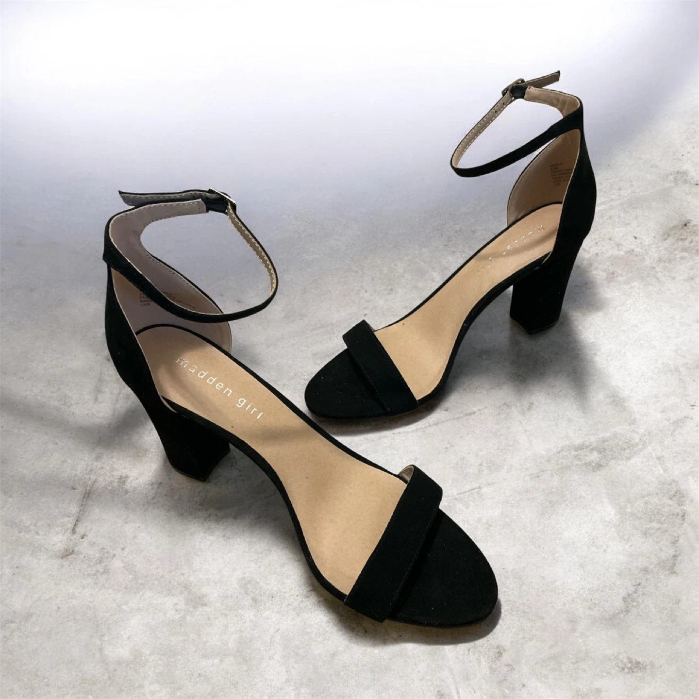 New Madden Girl Beella 3.5” Black Heeled Sandals
