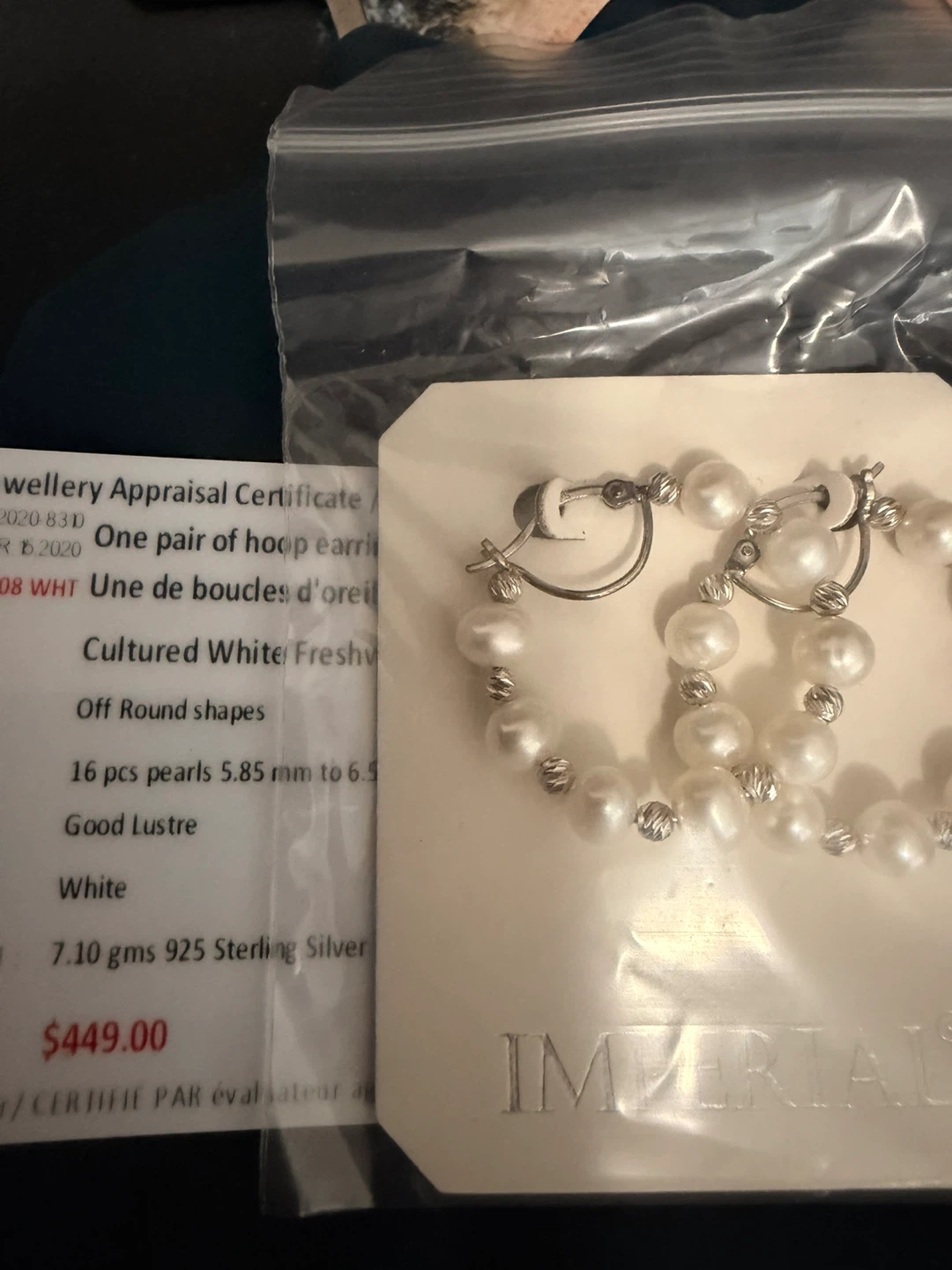 Imperial Cultured White Freshwater Pearl Hoop Earrings - photo 2