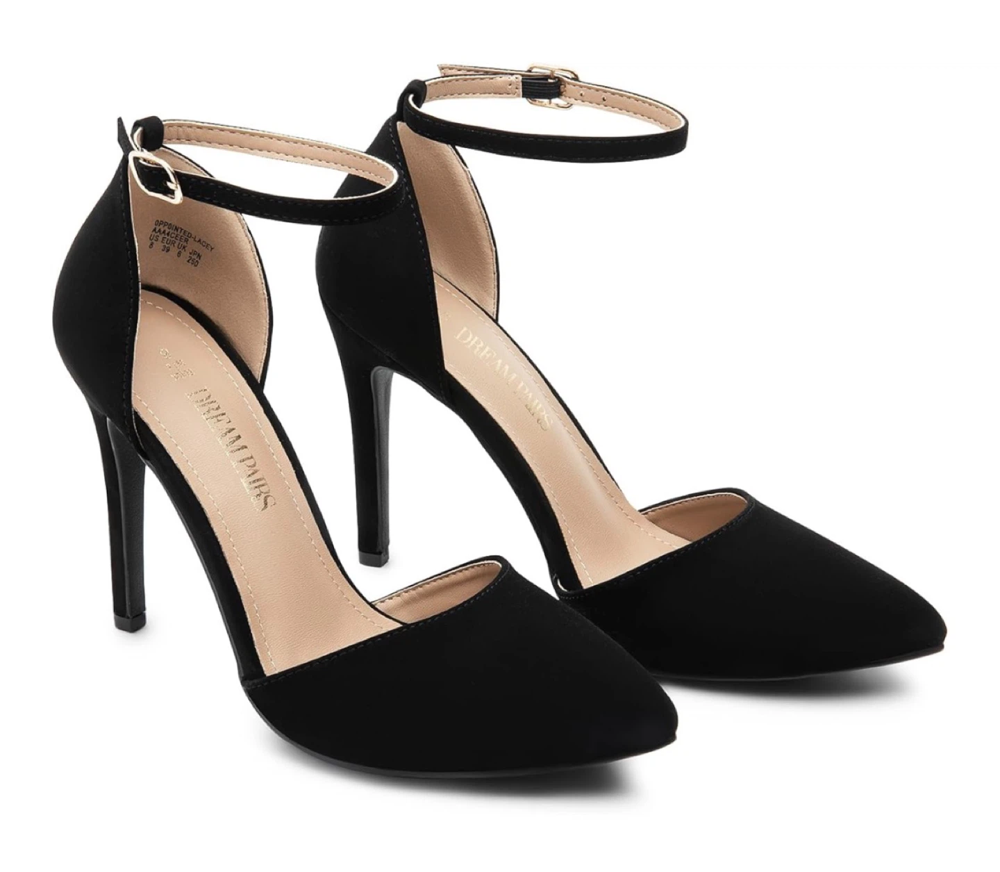 New Dream Pairs Black faux Suede Ankle Strap Heels - Size 10