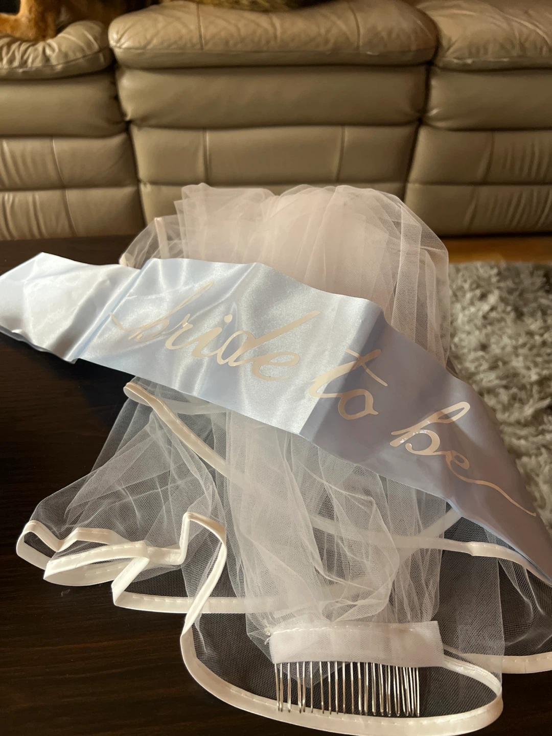 White Bridal Veil with "Bride to Be" Sash