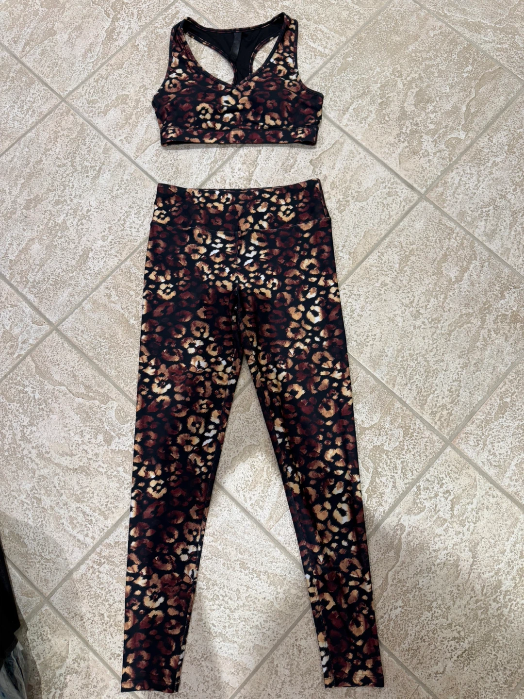 Leopard Print Sports Bra and Leggings Set