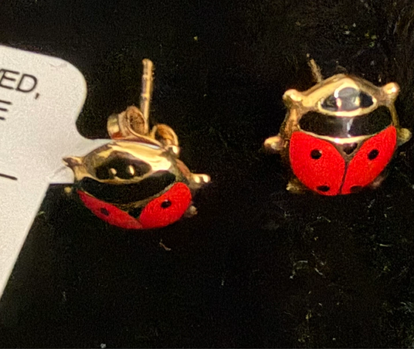 Ladybug Stud Earrings gold stamp 750