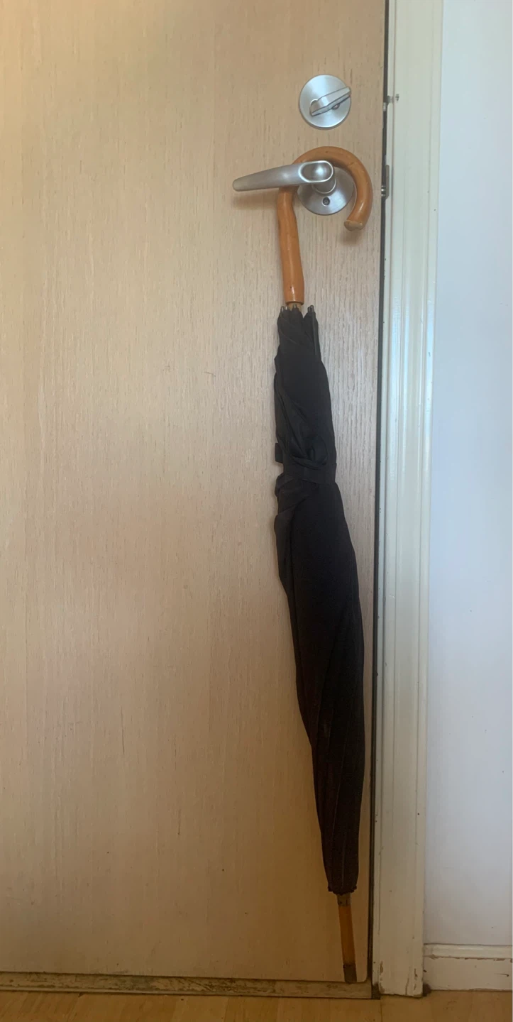 Black Umbrella with Wooden Handle