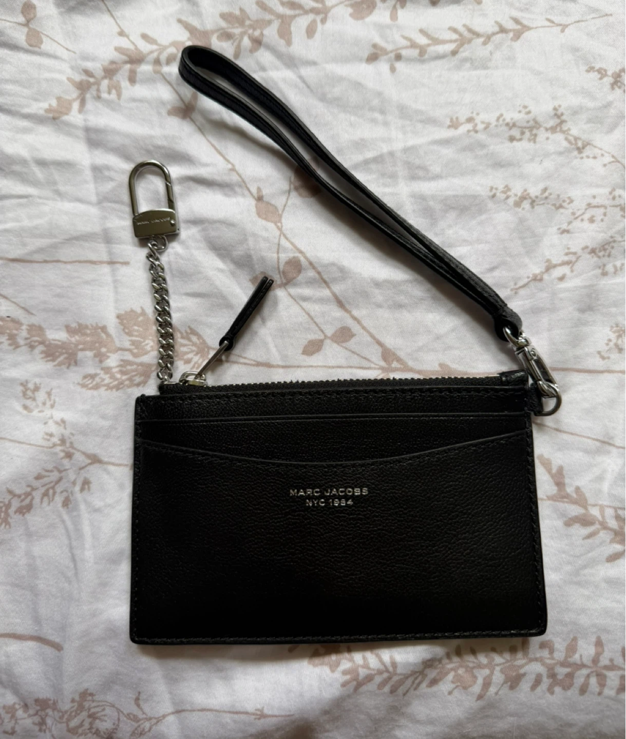 Marc Jacobs Black Leather Zip Pouch Card Coin Holder