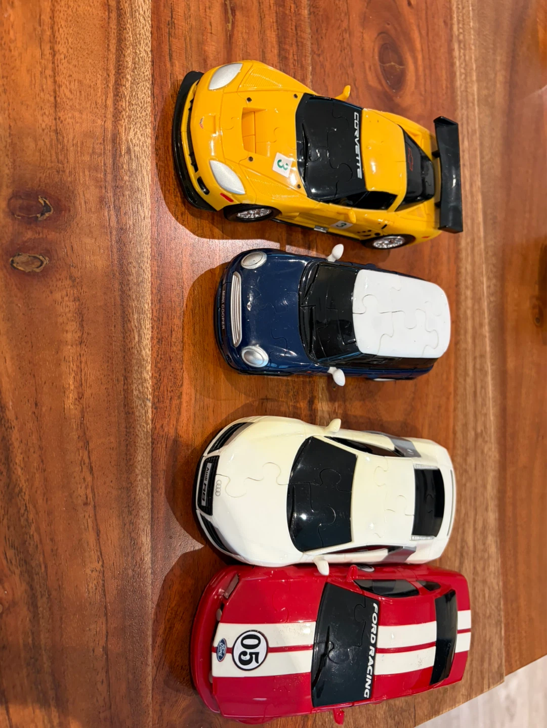 Car Puzzles: Corvette, Mini Cooper, Audi R8, Ford Racing