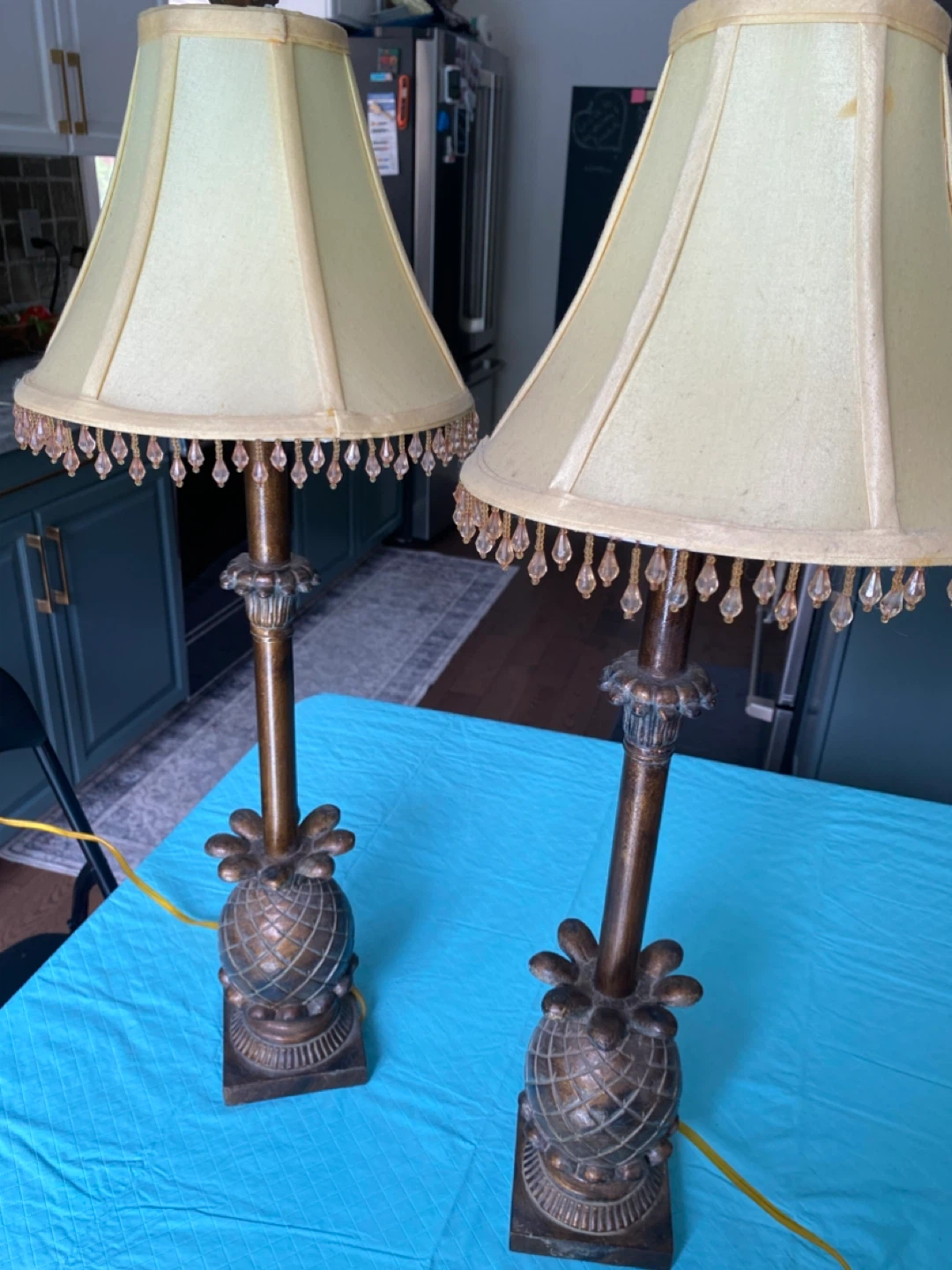 Pair of Table Lamps with Pineapple Motif