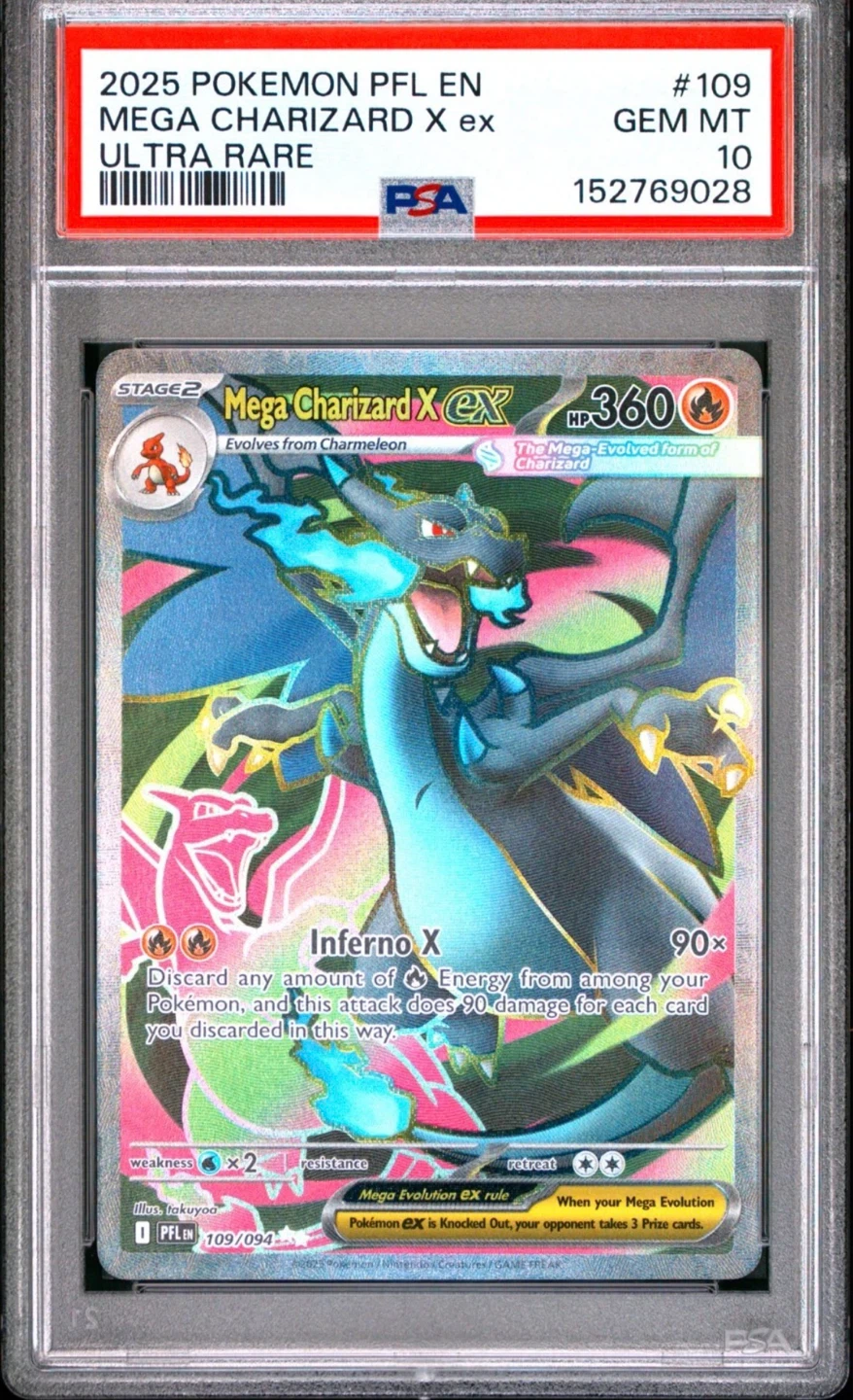 2025 Pokemon PFL EN Mega Charizard X ex Ultra Rare Card #109