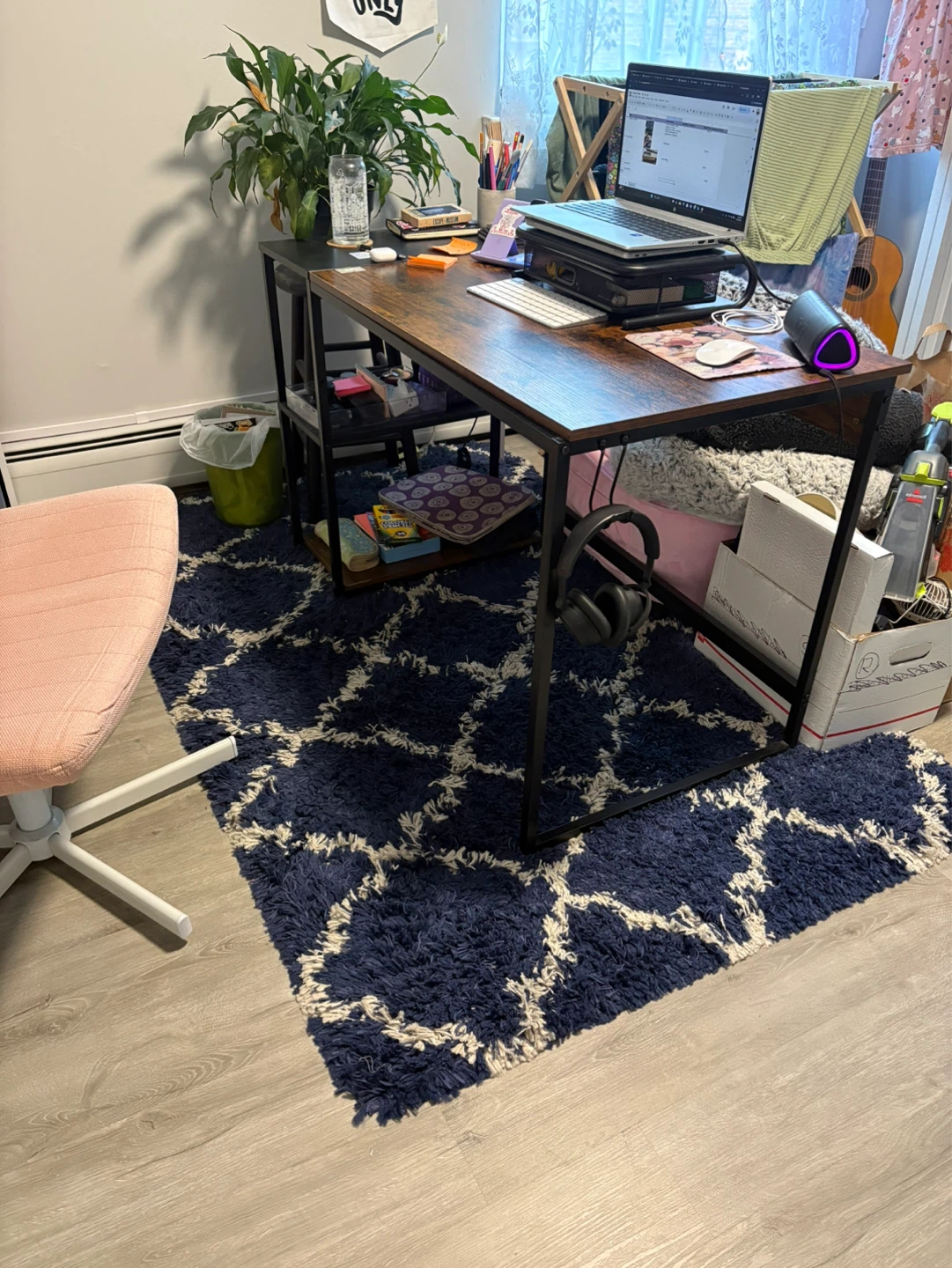 Dark Blue Moroccan Style Area Rug