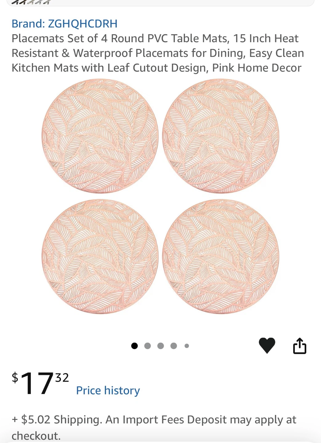 ZGHQHCDR H Set of 4 Round Placemats