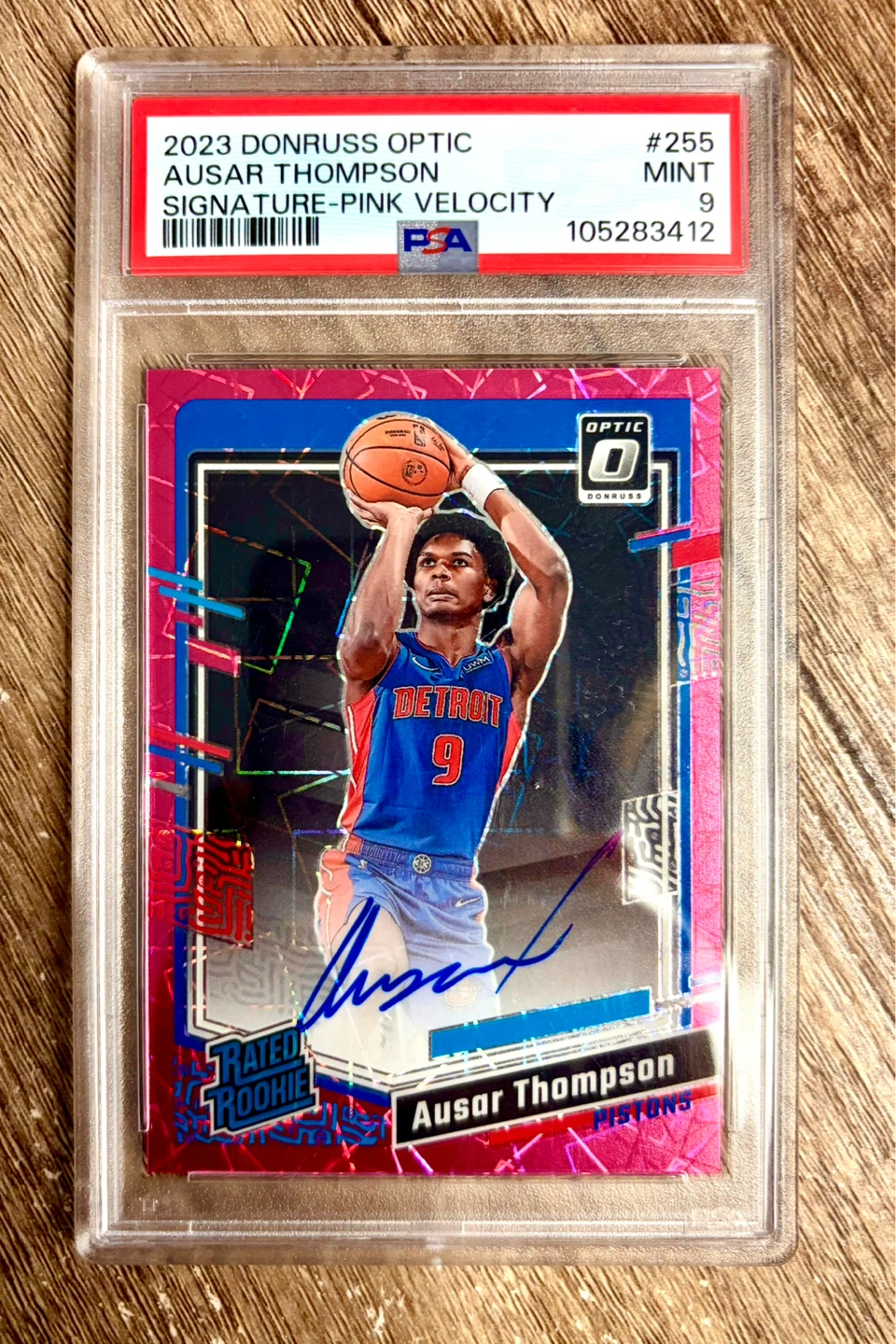 2023-24 Optic Ausar Thompson Pink Velocity RC #255 autograph