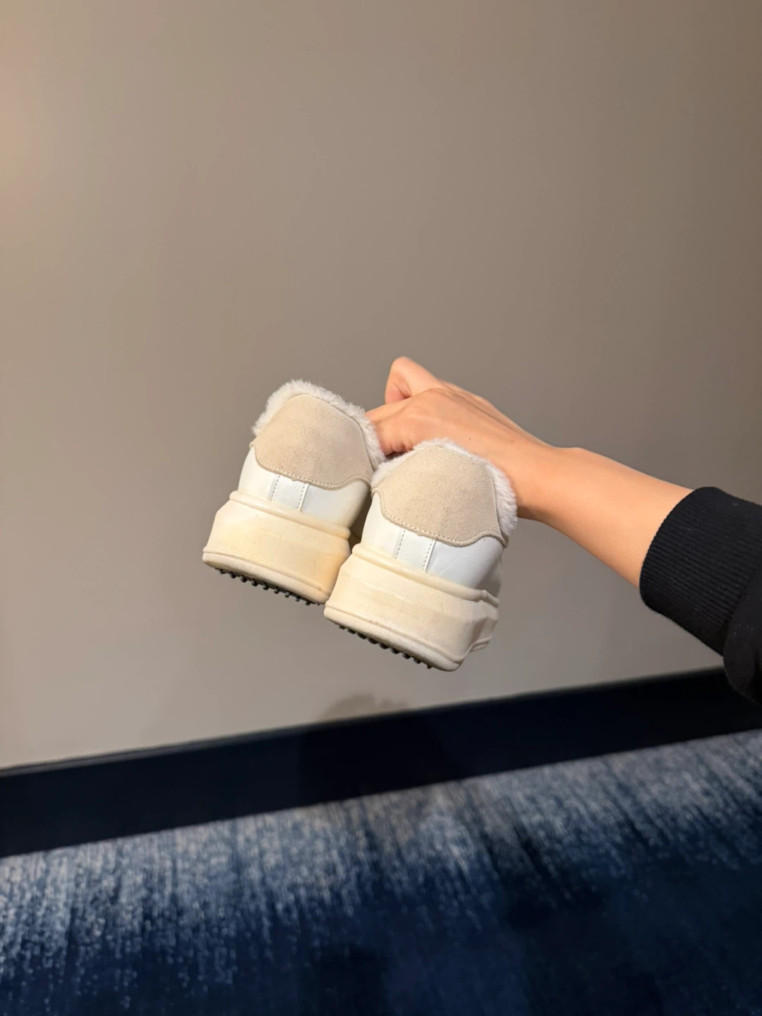 White Sneakers with Fur Lining - photo 4