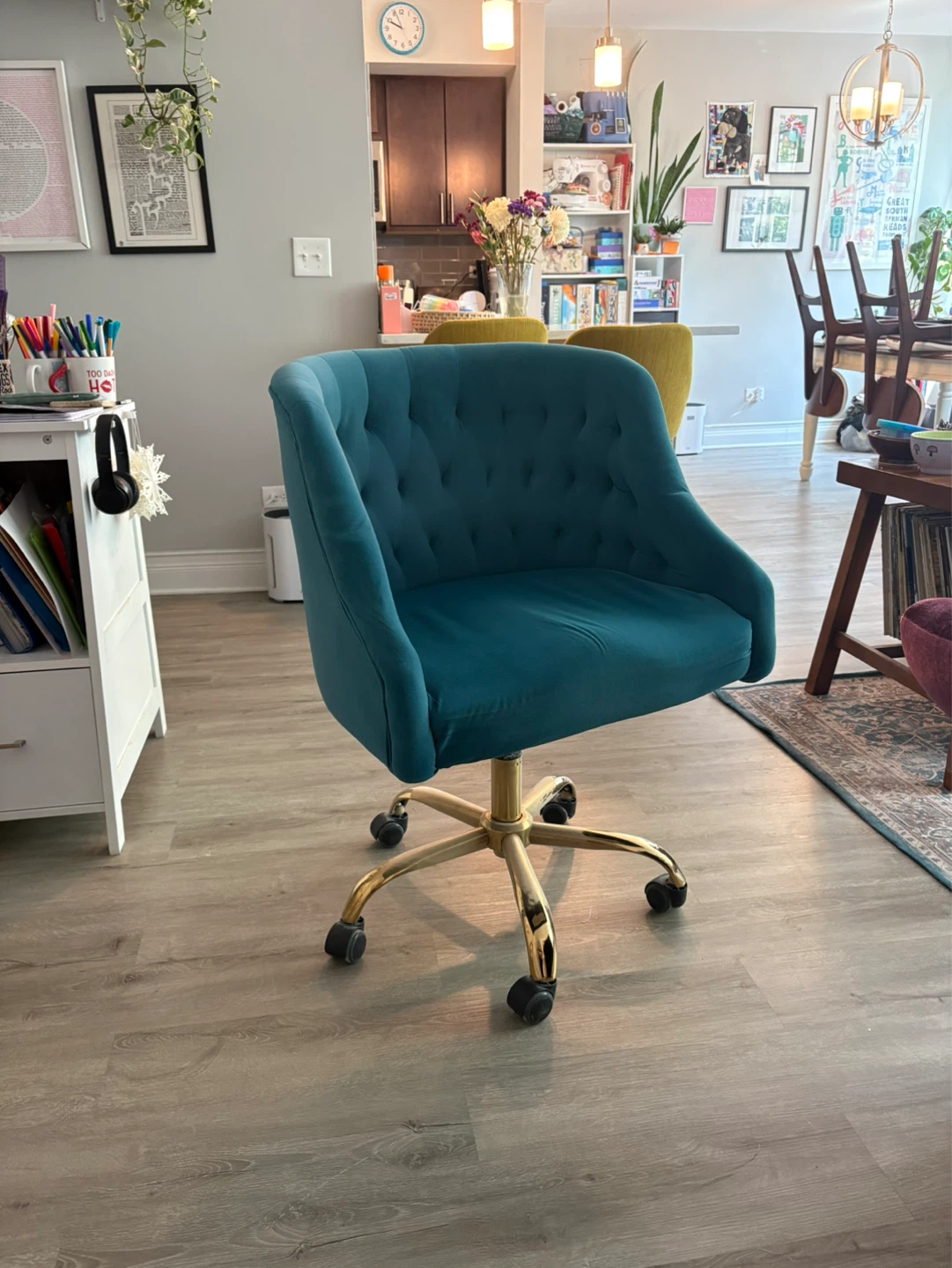 Teal Tufted Office Chair - photo 2