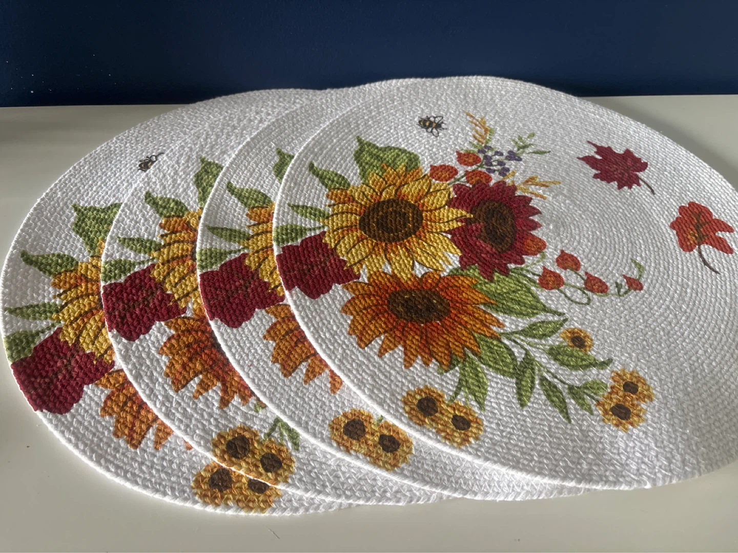 Set of 4 Round Fall Floral Placemats