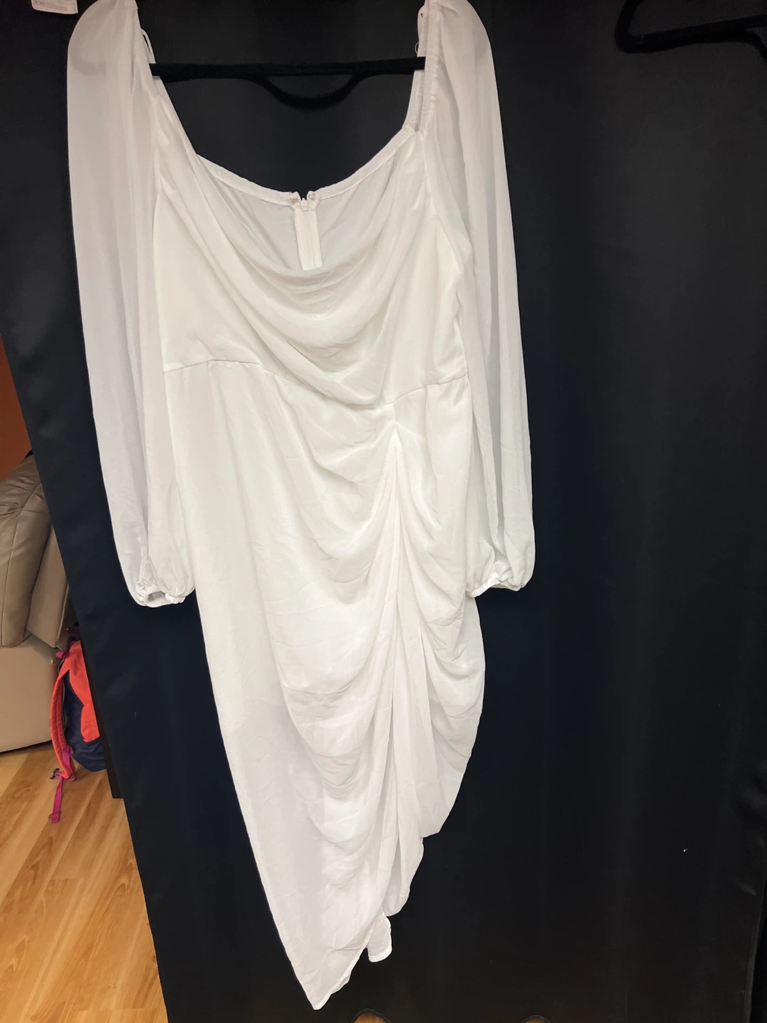 White Ruched Mini Dress