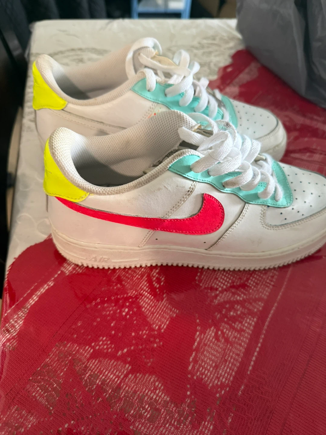 Nike Air Force 1 Low - White/Aqua/Yellow/Red