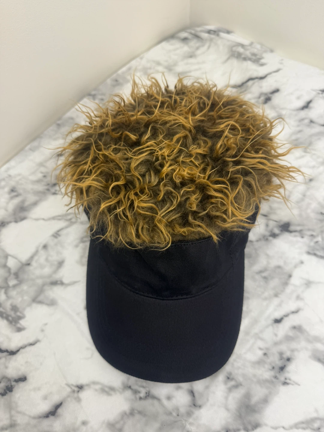 Flair Hair Visor Hat with Faux Hair Wig – Funny Costume Cap - photo 3