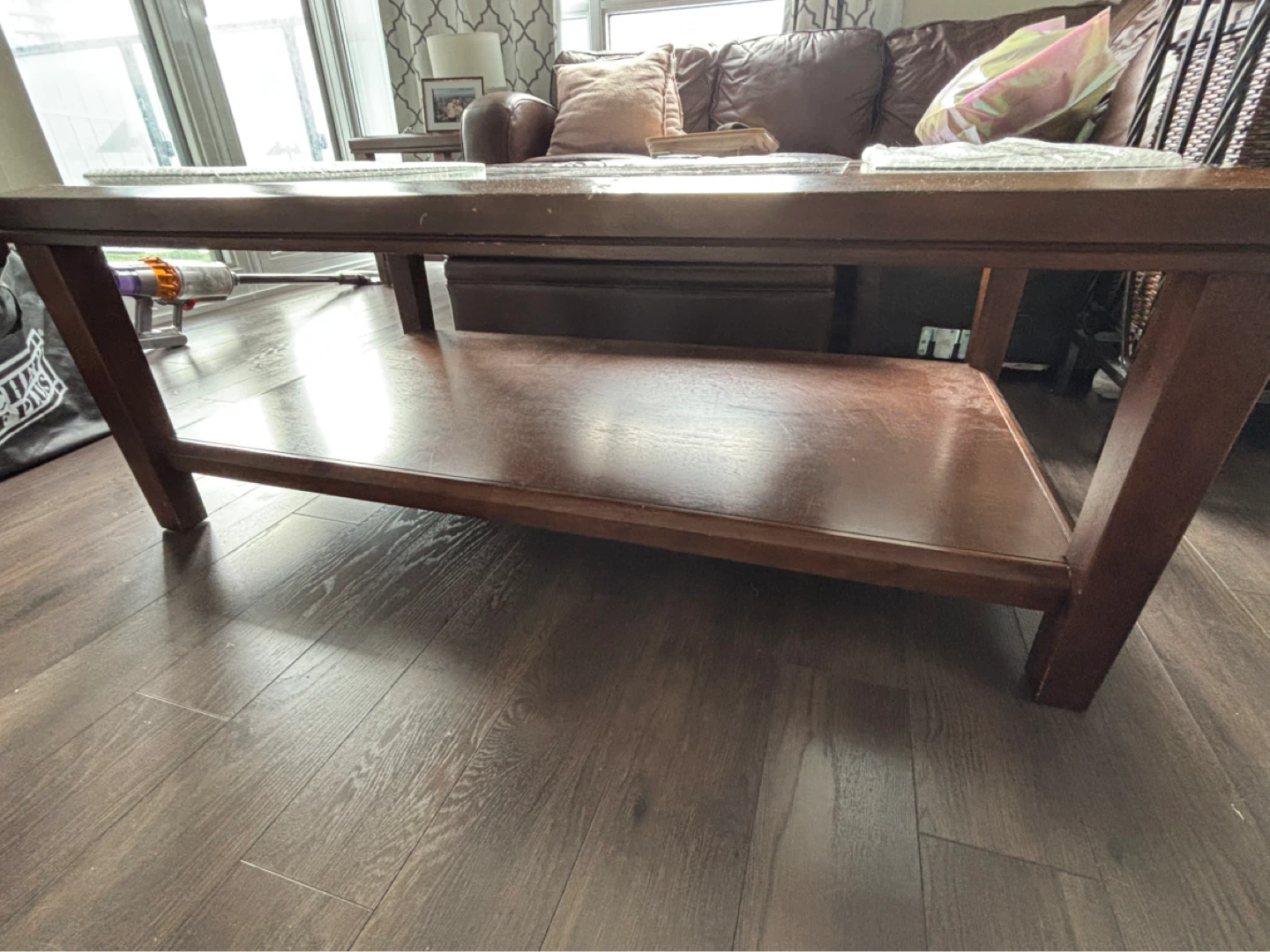 Wooden Coffee Table with Faux Marble Top - photo 2