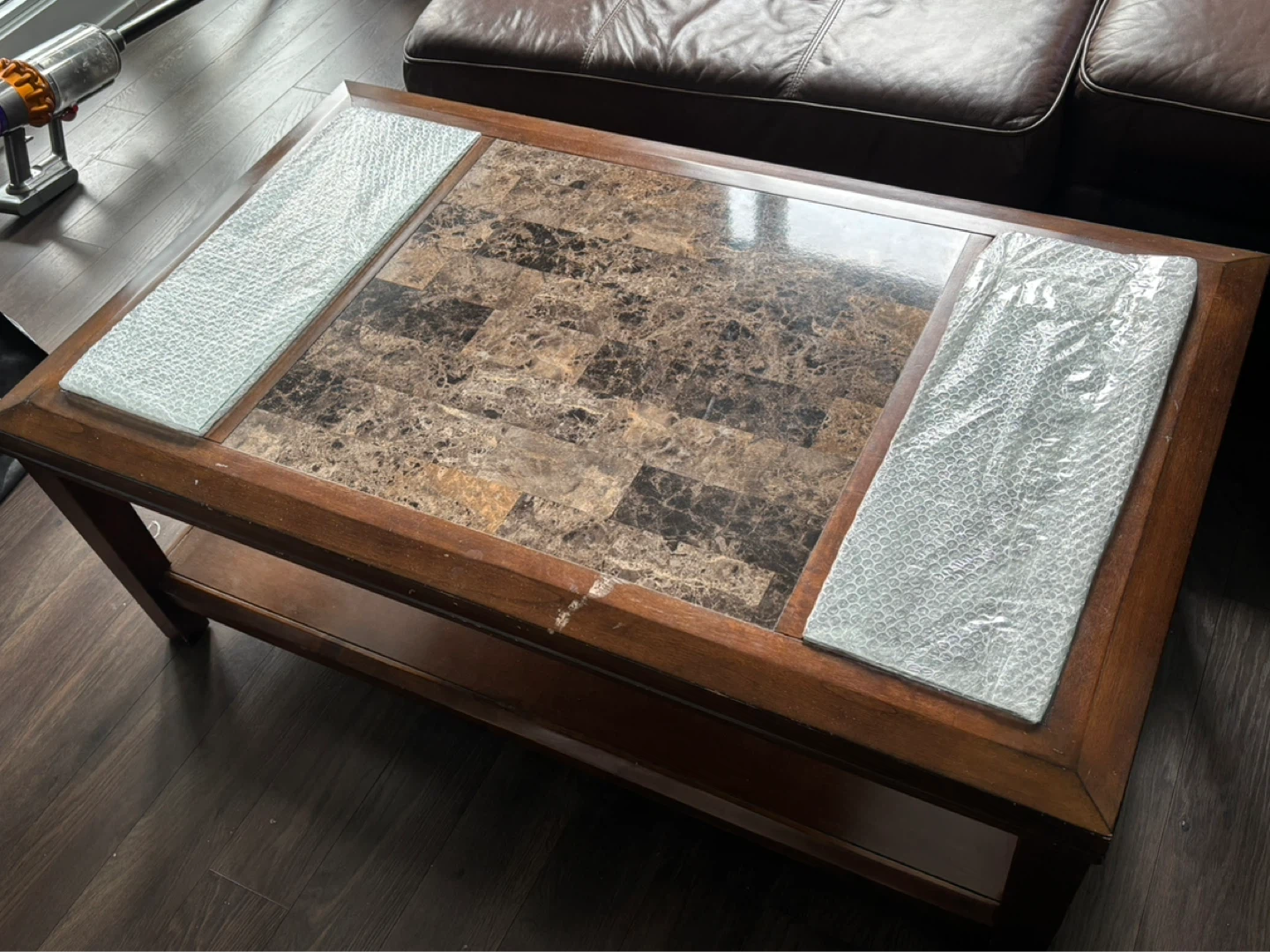 Wooden Coffee Table with Faux Marble Top - photo 3