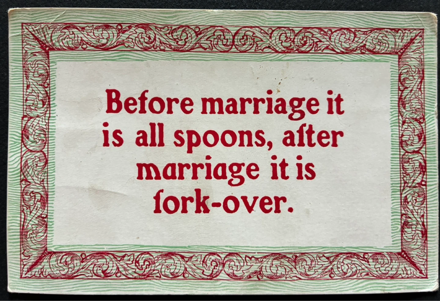 Antique marriage wedding Vintage Postcard All Spoons Before - photo 4