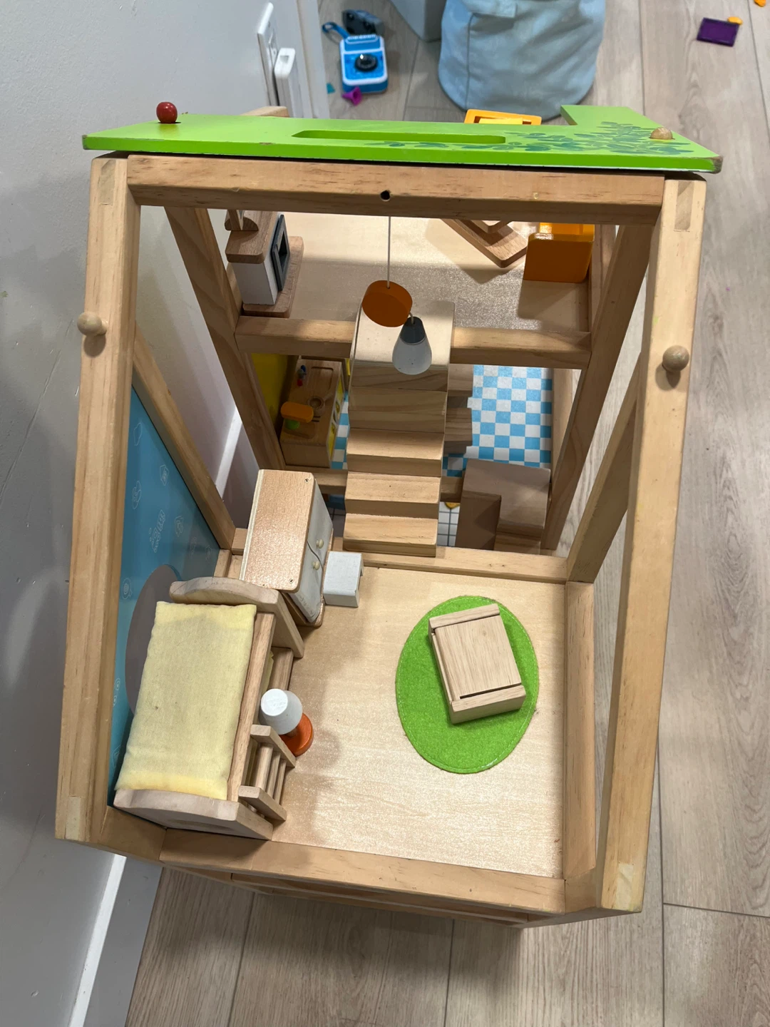 Hape Wooden Dollhouse with Furniture and Dolls - photo 4