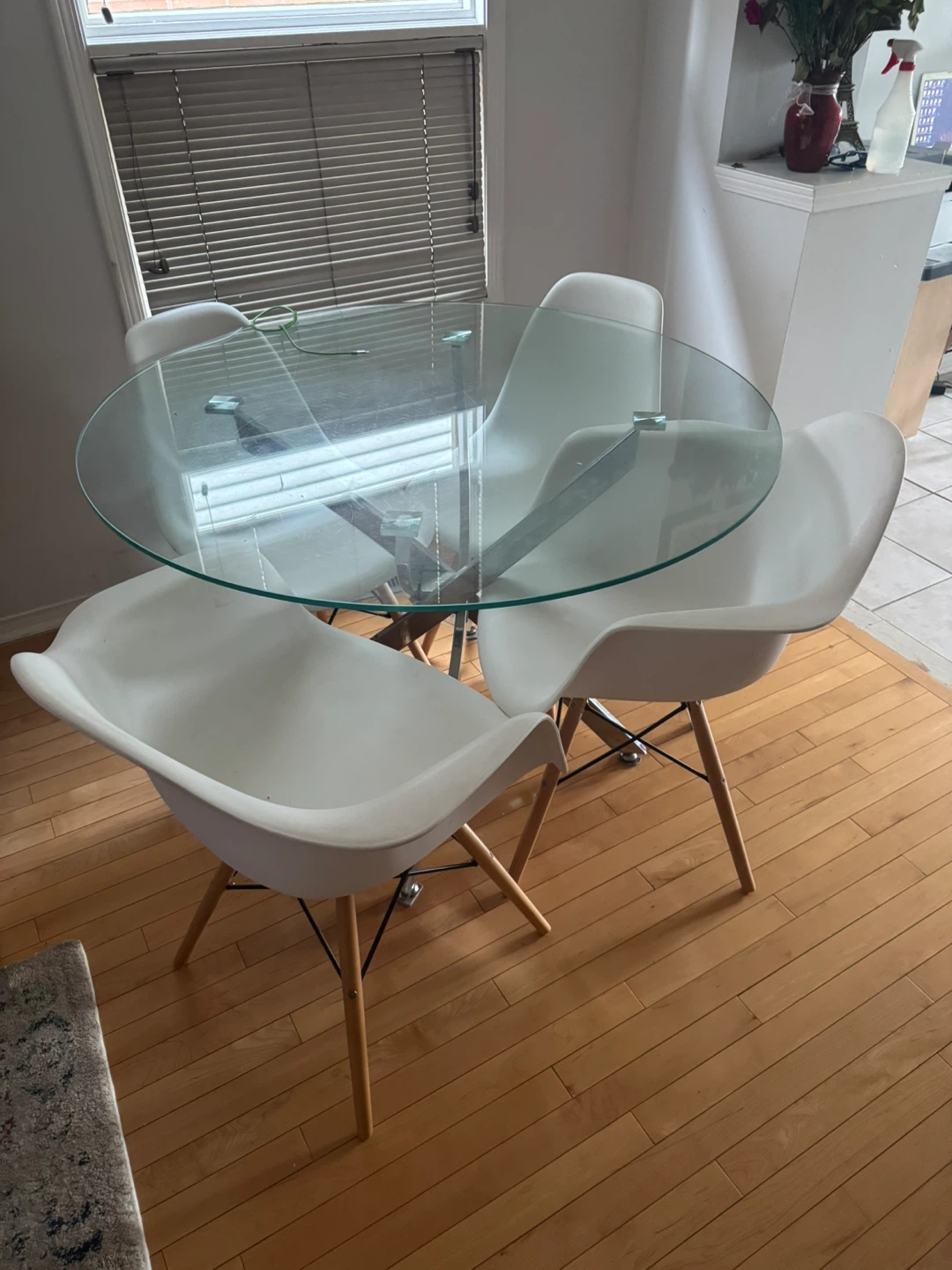 Glass Top Dining Table with 4 Chairs