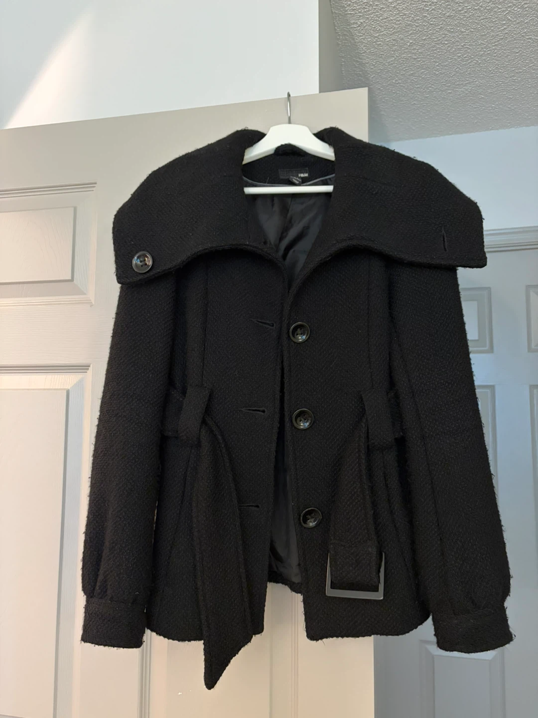 H&M Black Wool Blend Coat