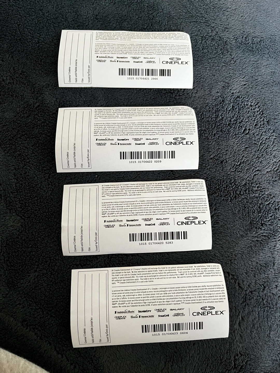 Cineplex Courtesy Tickets - photo 2