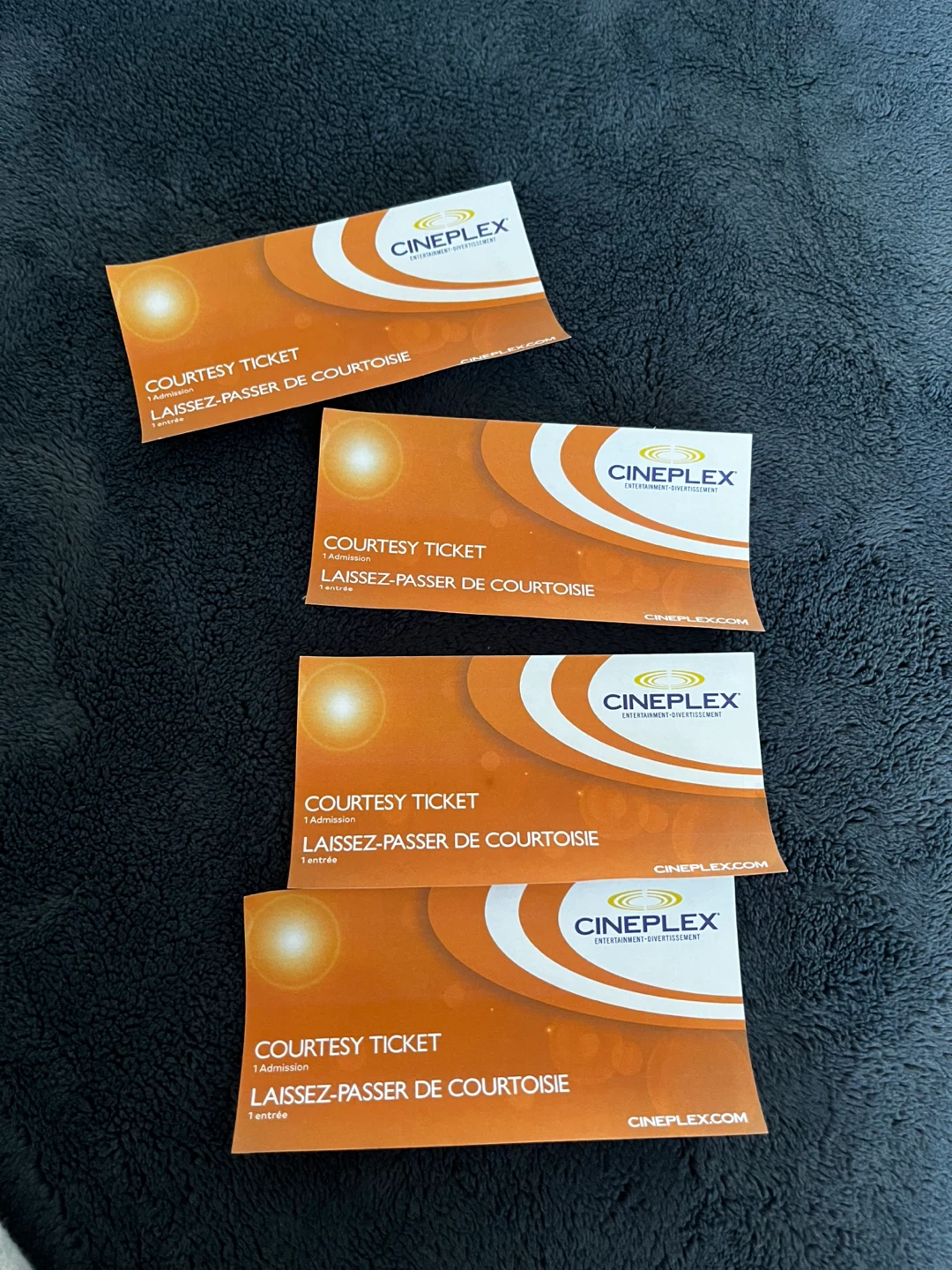 Cineplex Courtesy Tickets