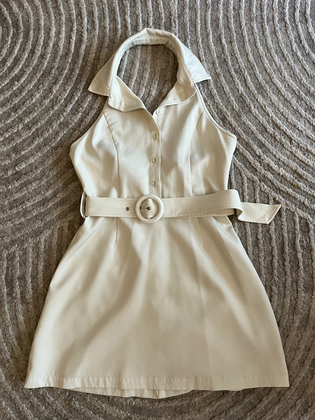 CIDER Cream Halter Neck Mini Dress with Belt paid $48