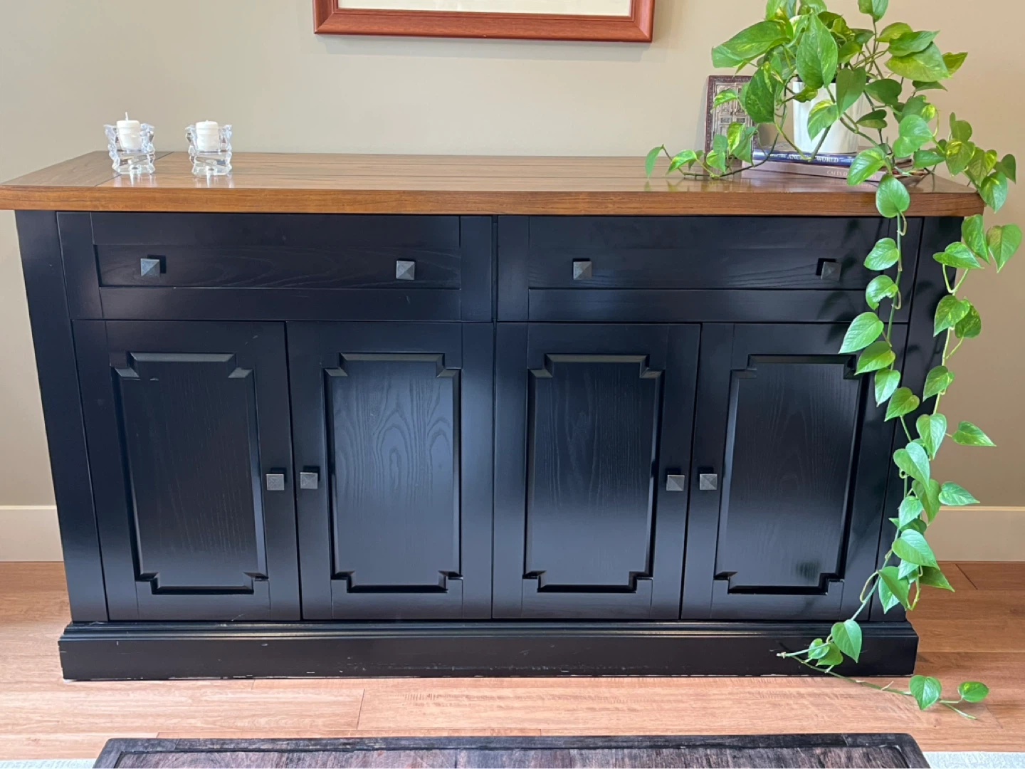 Black Sideboard with Wood Top