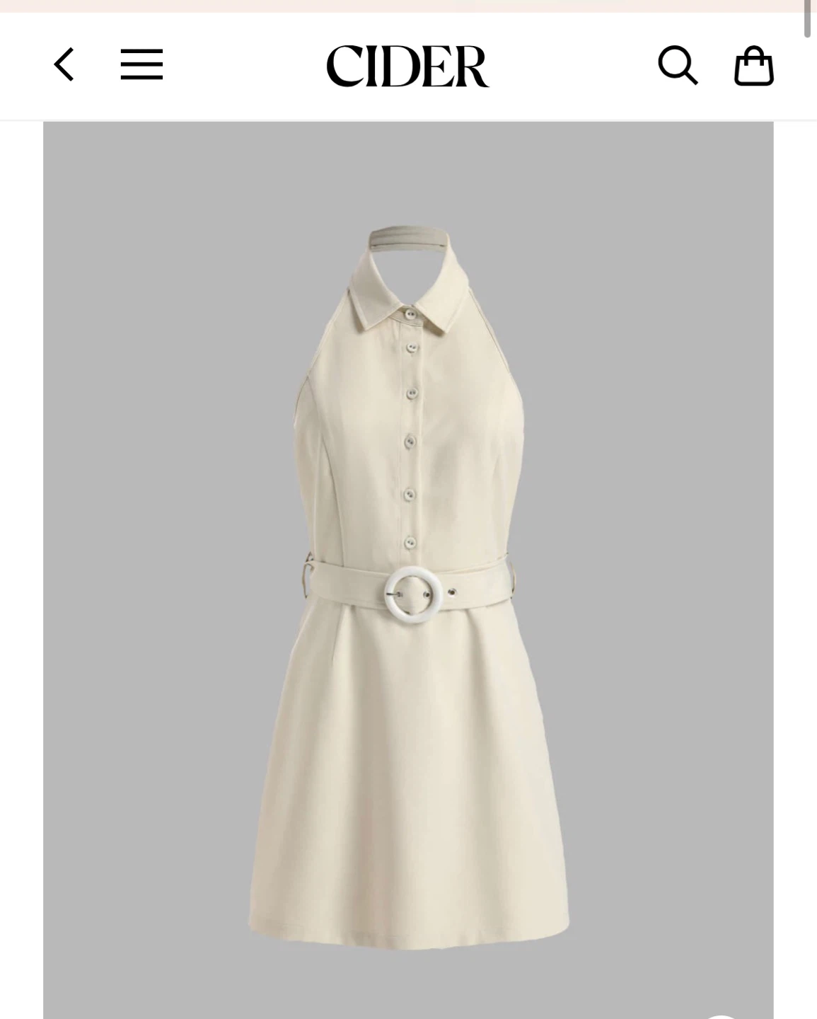CIDER Cream Halter Neck Mini Dress with Belt paid $48 - photo 2
