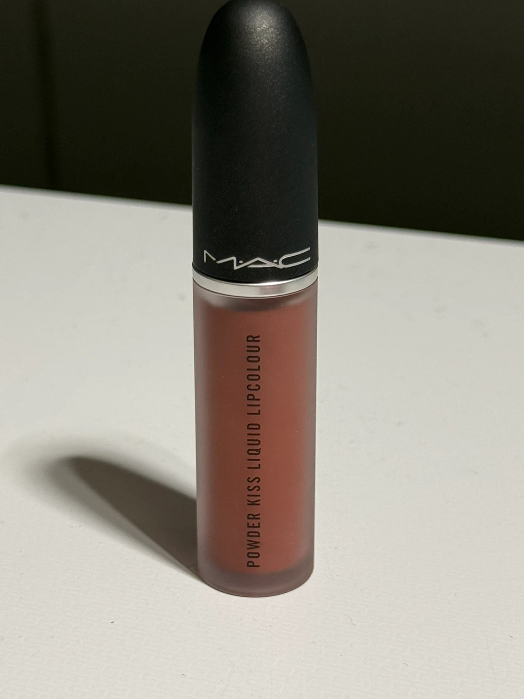 NEW-MAC Powder Kiss Liquid Lipcolour “Over The Taupe”
