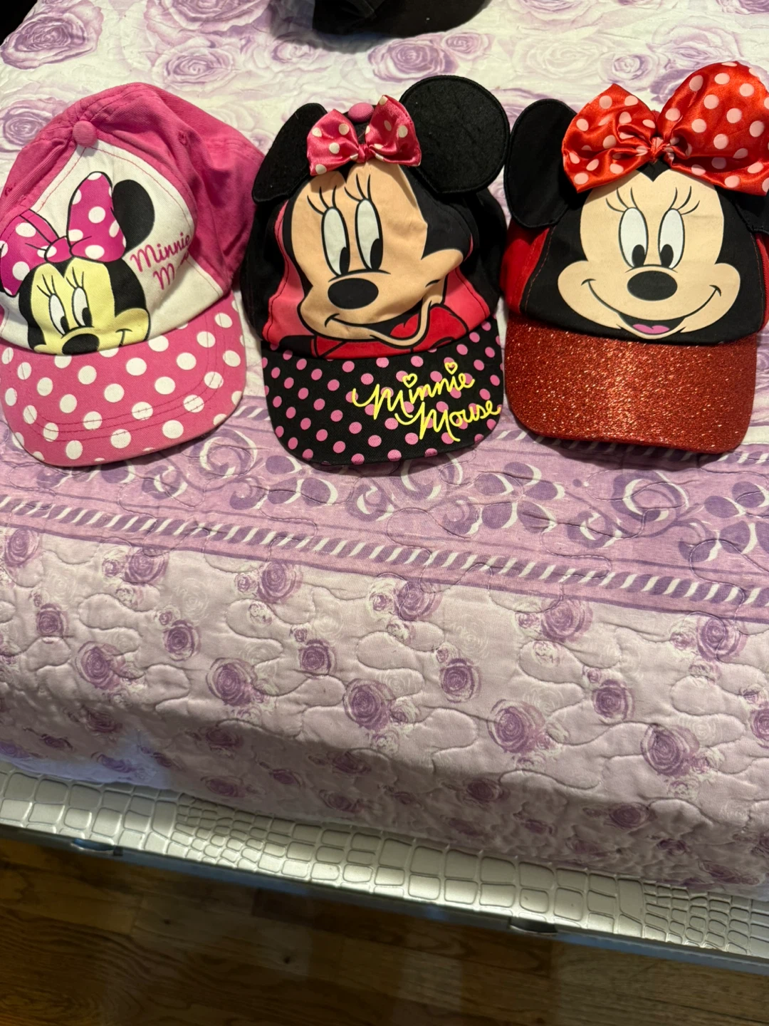 Disney Minnie Mouse Girls Baseball Caps - 3 Pack