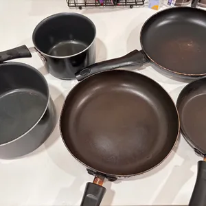 Set of Black Pots and Pans