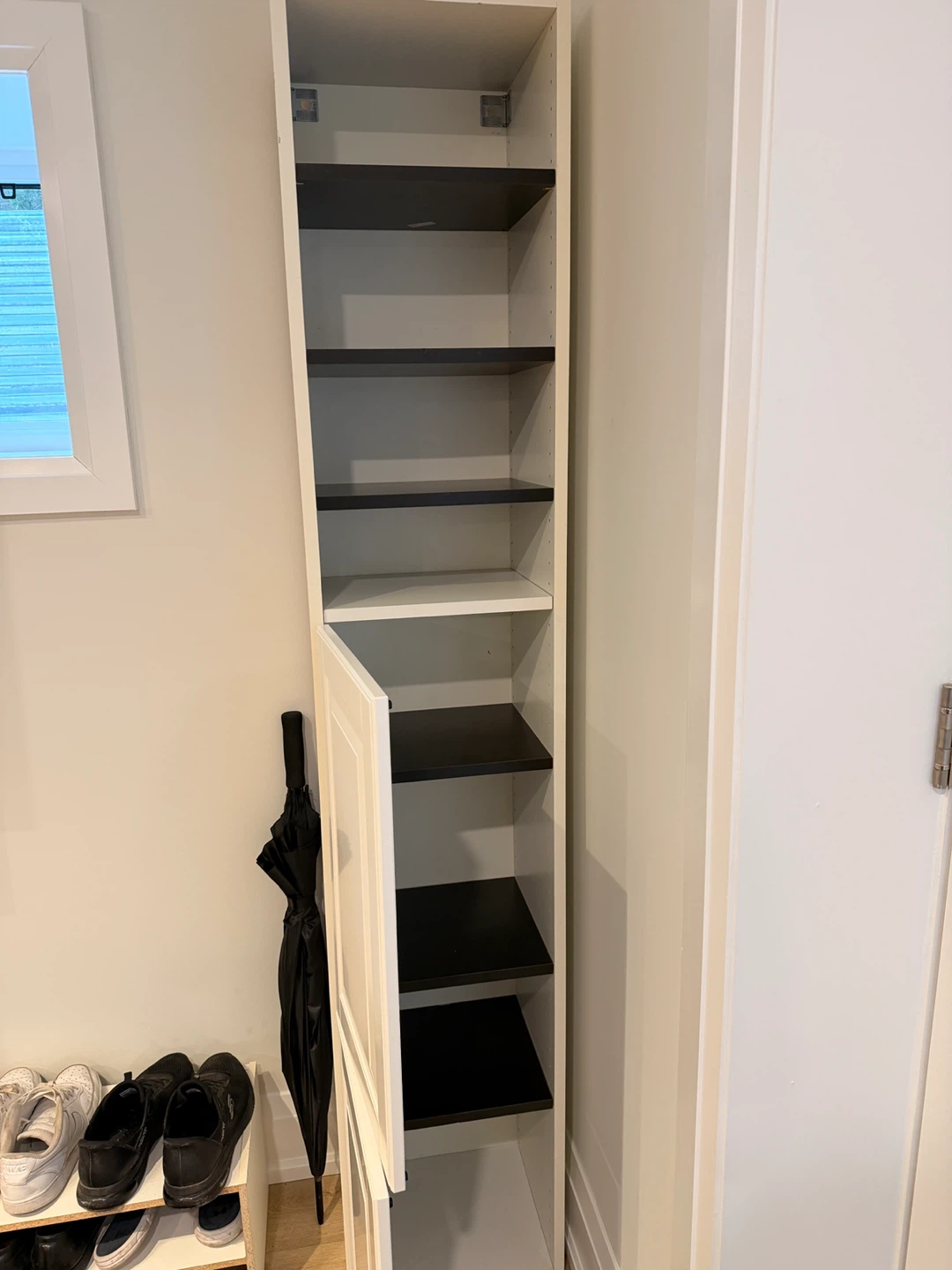 White Storage Cabinet with Doors and Shelves