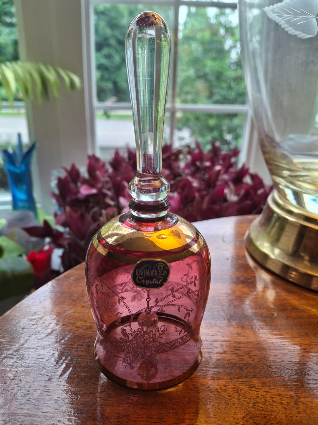 Bohemia Crystal bell - pink with gold trim - photo 5