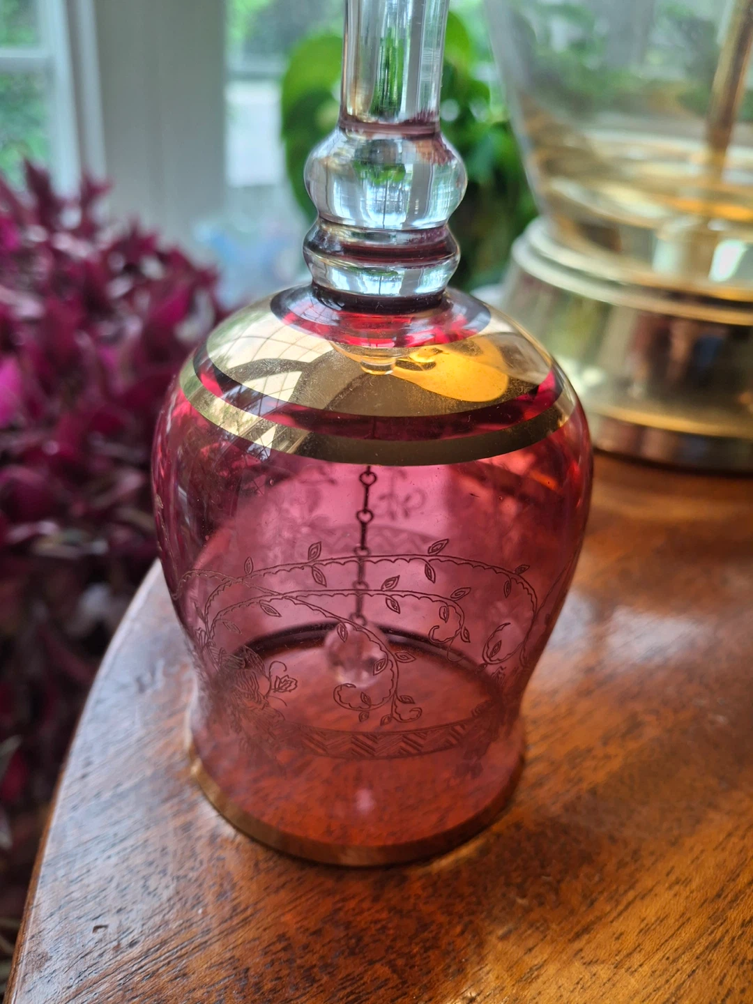 Bohemia Crystal bell - pink with gold trim - photo 2