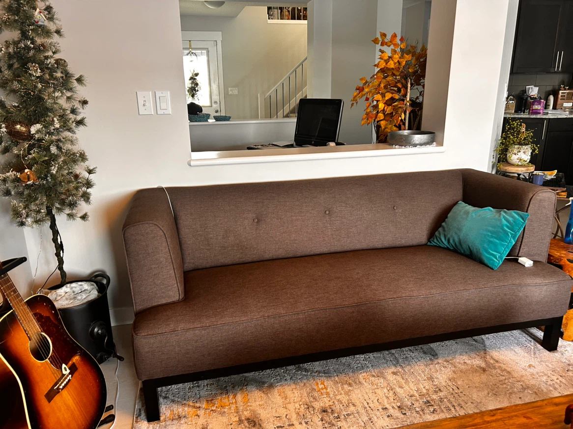 Brown 78” sofa from finesse home furnishings