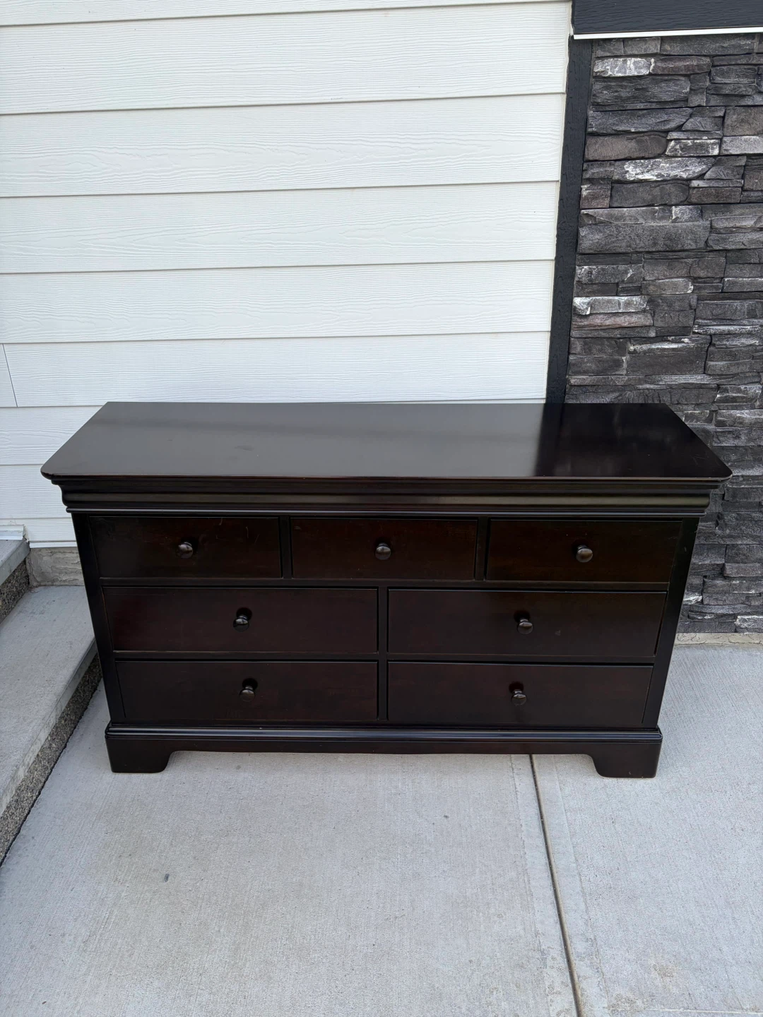 wooden dresser with 7 drawers black brown