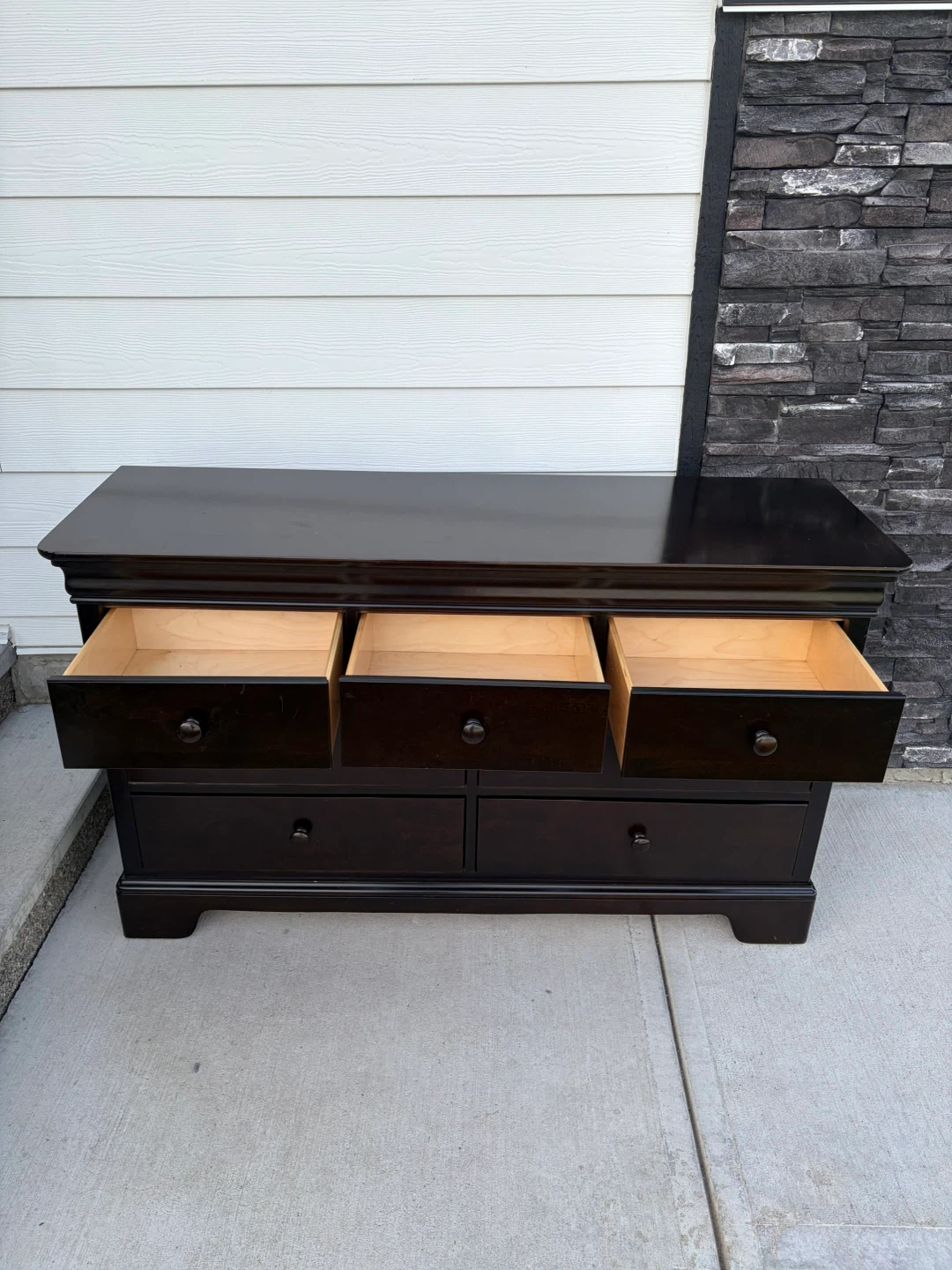 wooden dresser with 7 drawers black brown - photo 2