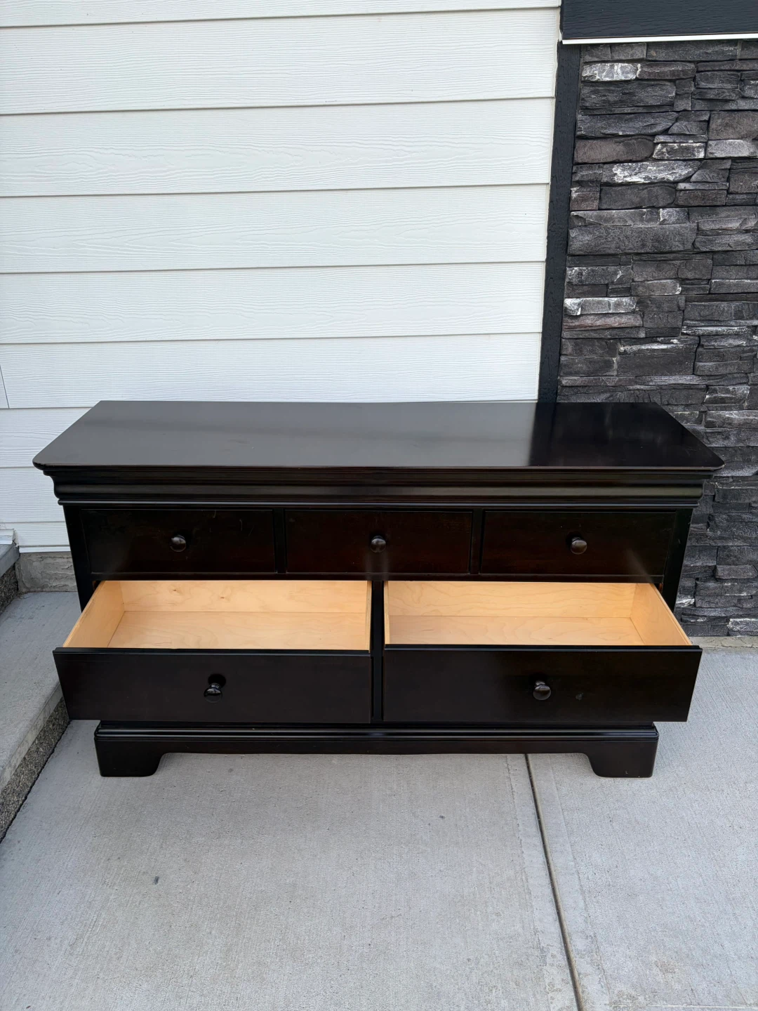 wooden dresser with 7 drawers black brown - photo 3