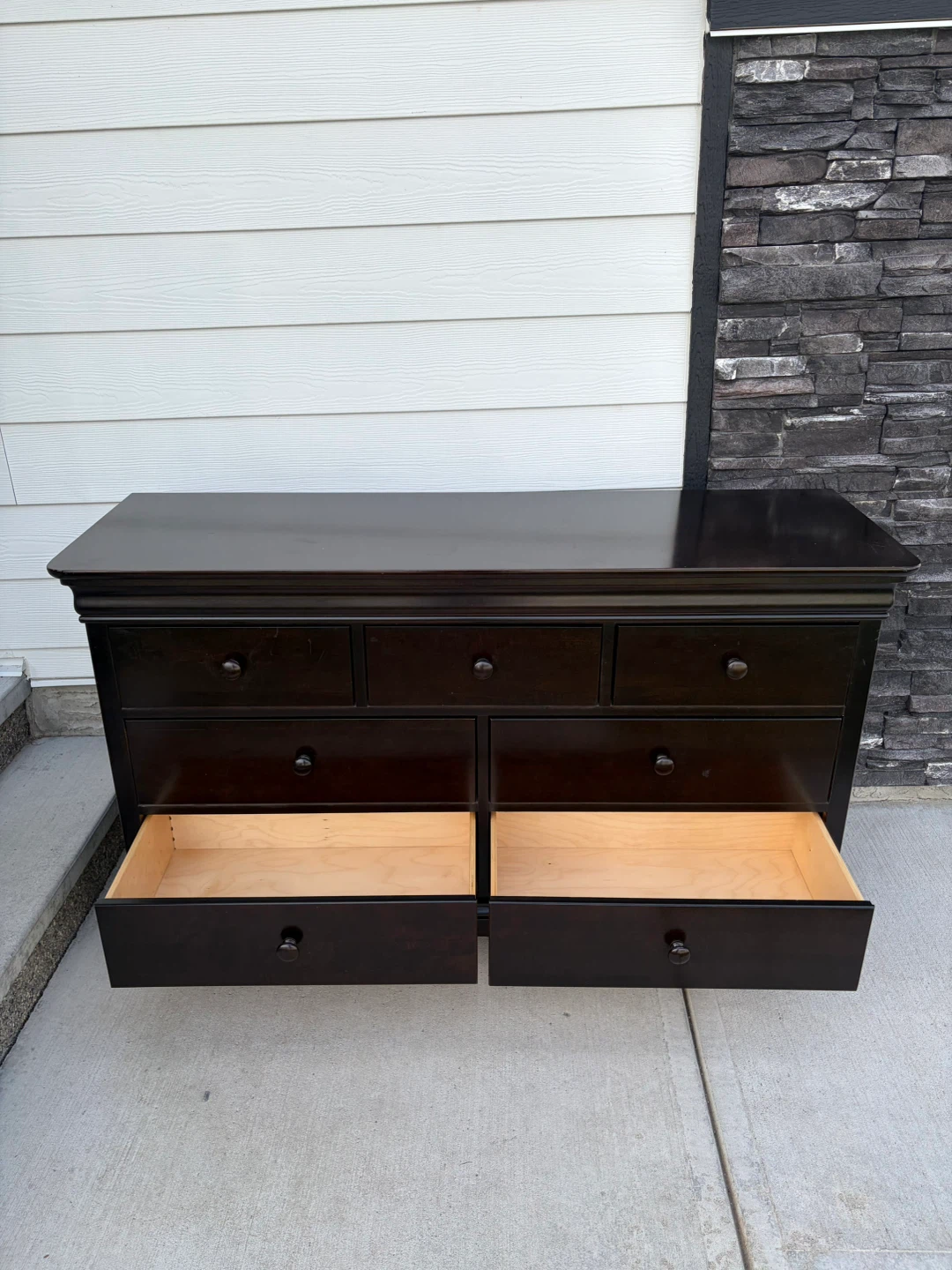 wooden dresser with 7 drawers black brown - photo 4