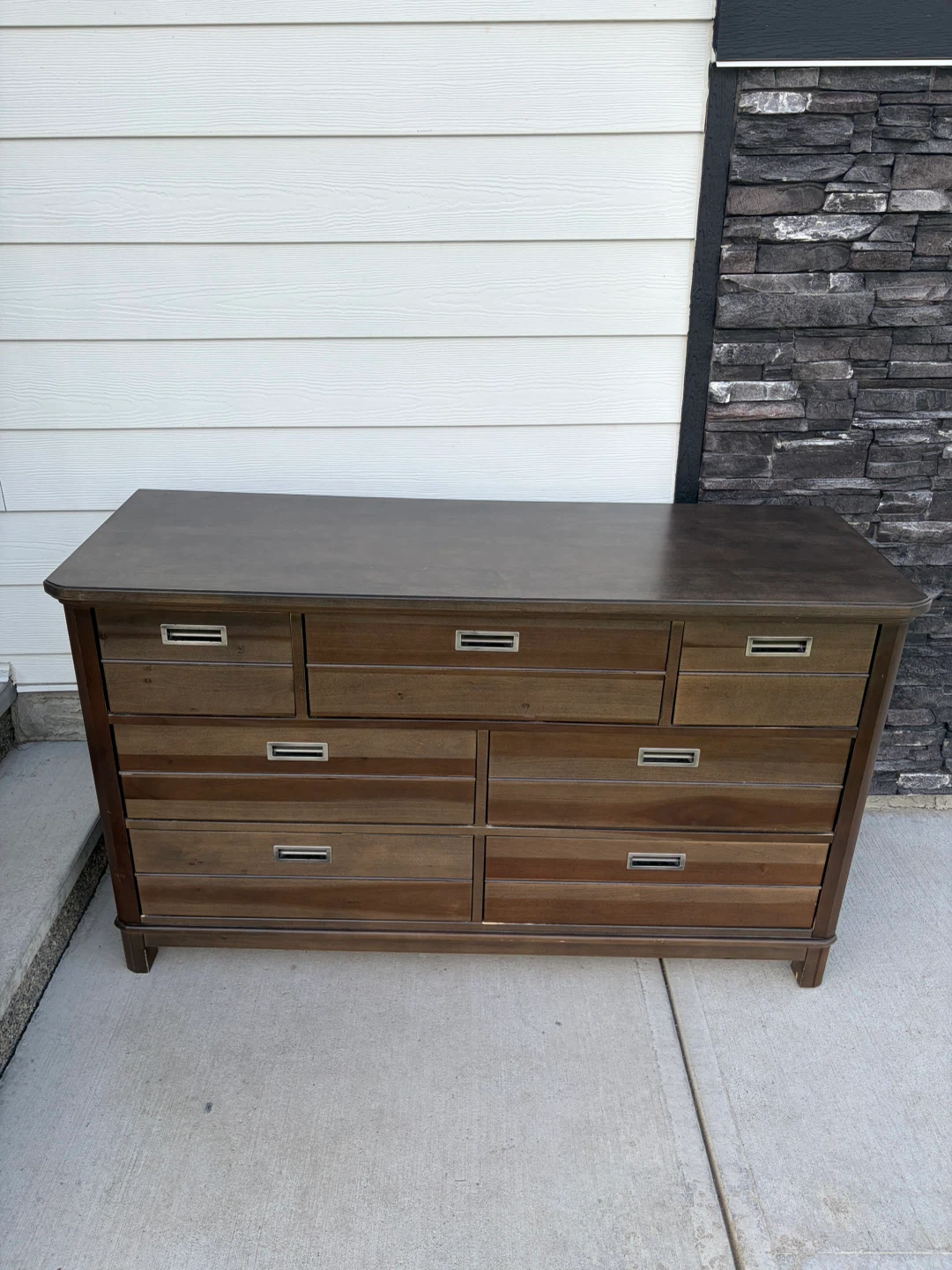 brown dresser with 7 drawers wooden