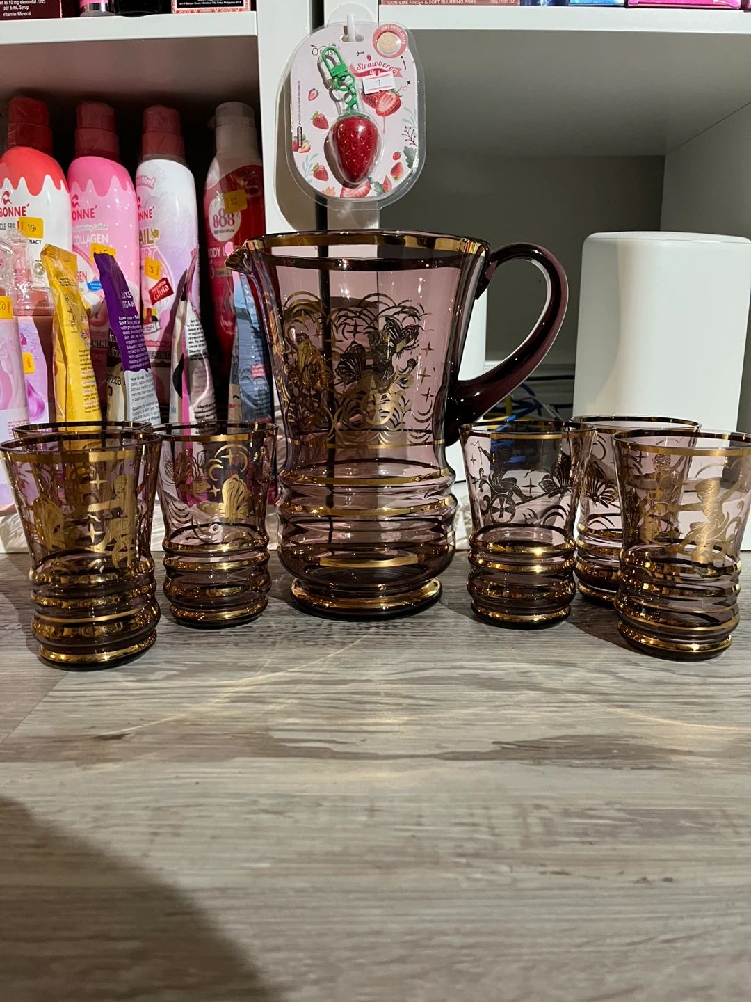 Vintage Purple Glass Pitcher and Glasses Set - photo 3