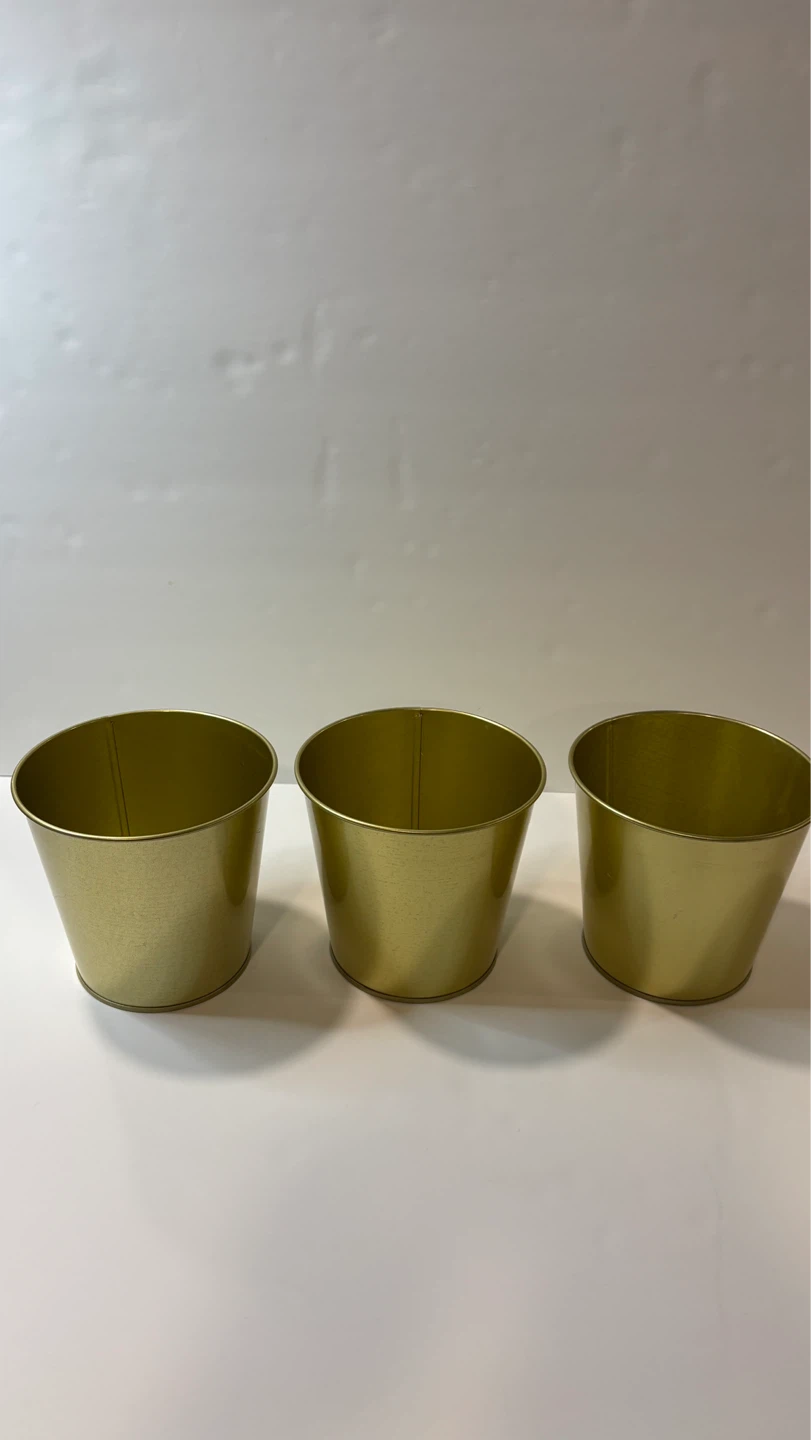 IKEA DAIDAI Gold Metal Planter Pots (Set of 3) - photo 2