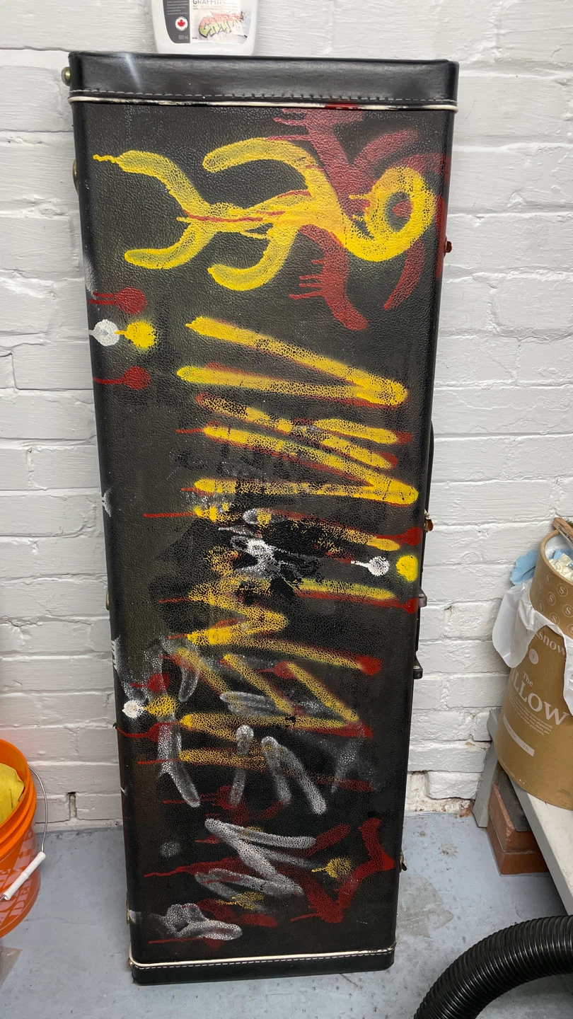 Graffitied Yorkville Sound Deluxe Rectangular Bass Case