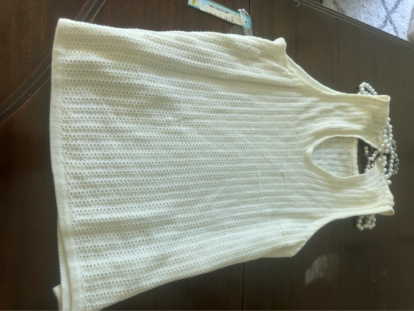 Alice + Olivia Ivory Pearl Embellished Knit Top Size M - photo 5