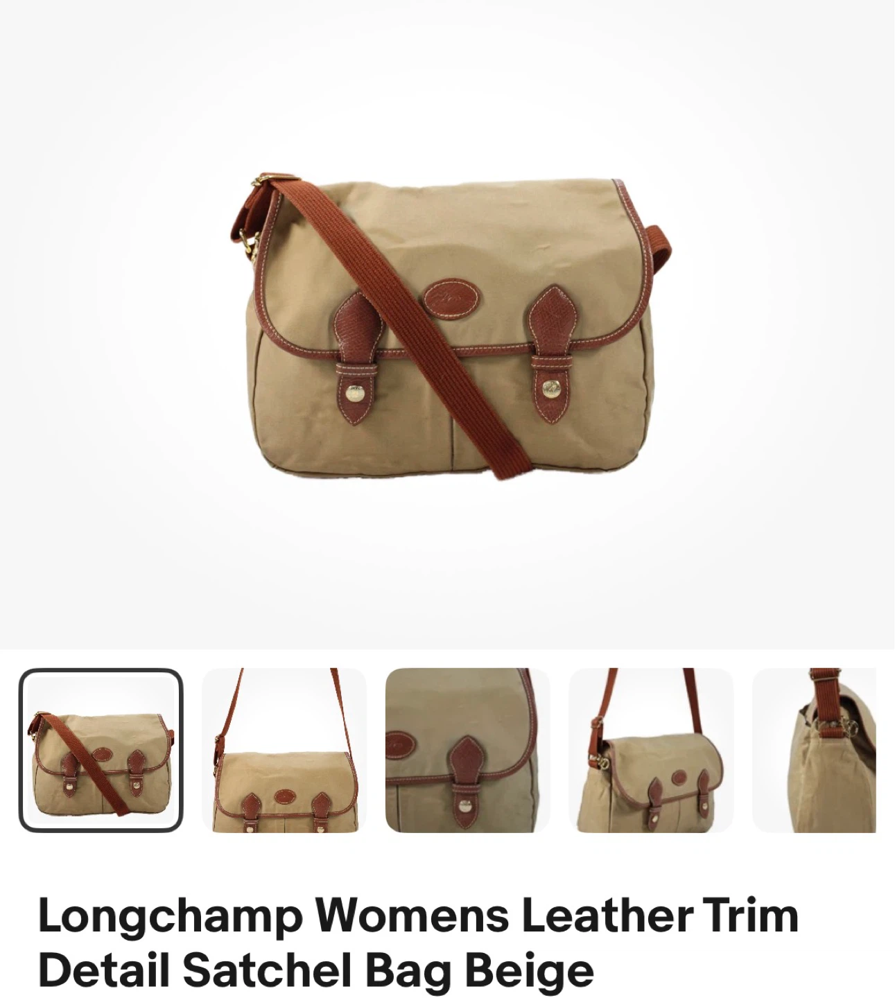 Longchamp Satchel Bag Beige vintage