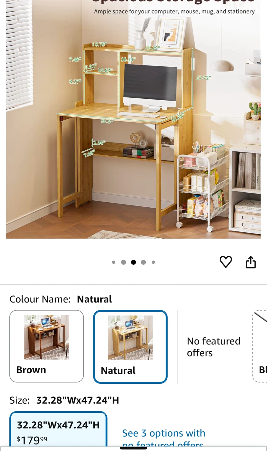 Bamboo Folding Desk with Storage Rack - photo 2